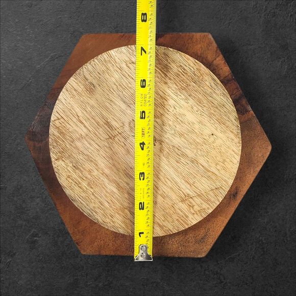 Solid Wood Rotating Chevron Caddy 8.5" Rustic Desk Organizer Inlay Decor Turns - Picture 8 of 9